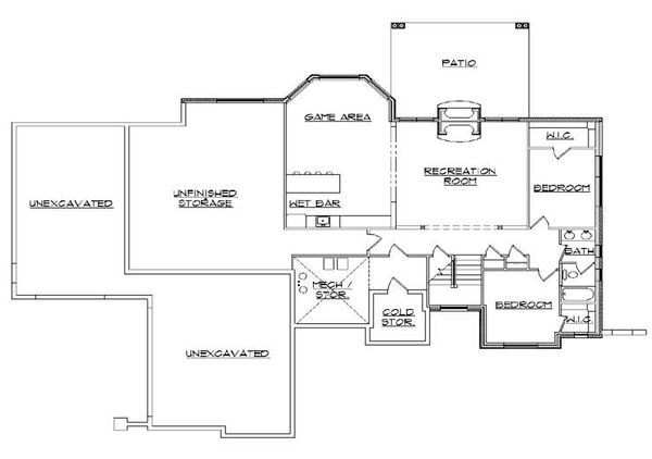House Plan Design - European Floor Plan - Lower Floor Plan #5-291
