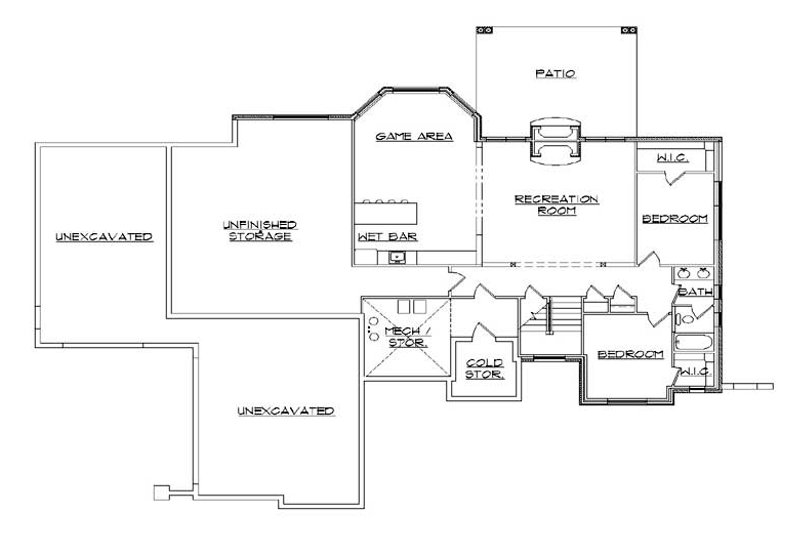 Architectural House Design - Floor Plan - Lower Floor for European House Plan #5-291 - 5 bed, 3.5 bath