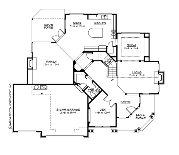 Craftsman Floor Plan - Main Floor Plan #132-188