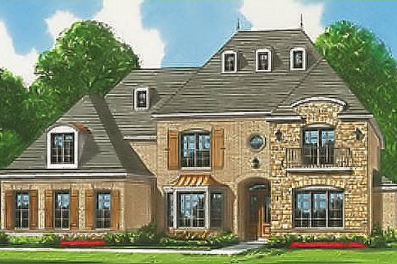 Exterior - Front Elevation for European House Plan #424-62 - 6 bed, 4.5 bath