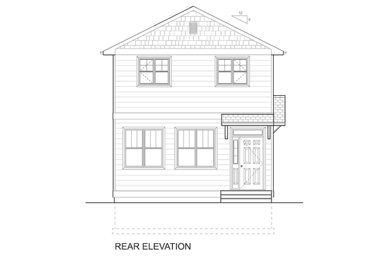 Exterior - Rear Elevation for Traditional House Plan #126-277 - 3 bed, 2 bath