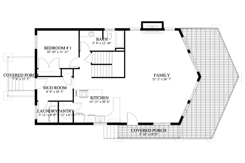 House Design - Floor Plan - Main Floor for Cabin House Plan #1060-451 - 4 bed, 3 bath