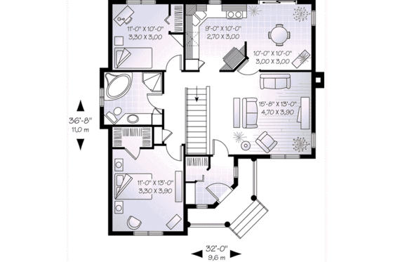 Floor Plan - Main Floor for Traditional House Plan #23-171 - 2 bed, 1 bath
