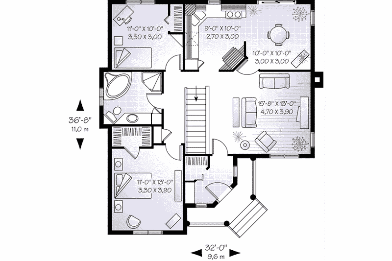 House Plan Design - Floor Plan - Main Floor for Traditional House Plan #23-171 - 2 bed, 1 bath