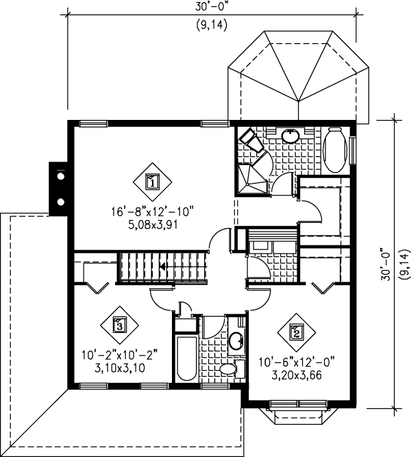 Traditional Floor Plan - Upper Floor Plan #25-231