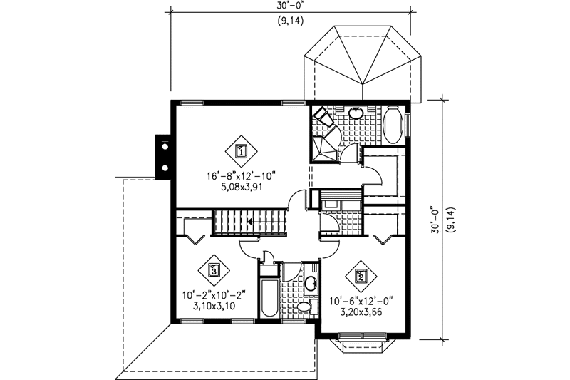 Dream House Plan - Floor Plan - Upper Floor for Traditional House Plan #25-231 - 3 bed, 2.5 bath