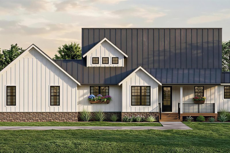 House Blueprint - Exterior - Front Elevation 2 for Farmhouse House Plan #932-1415 - 3 bed, 2.5 bath