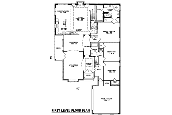 Floor Plan - Main Floor for European House Plan #81-1301 - 4 bed, 3 bath