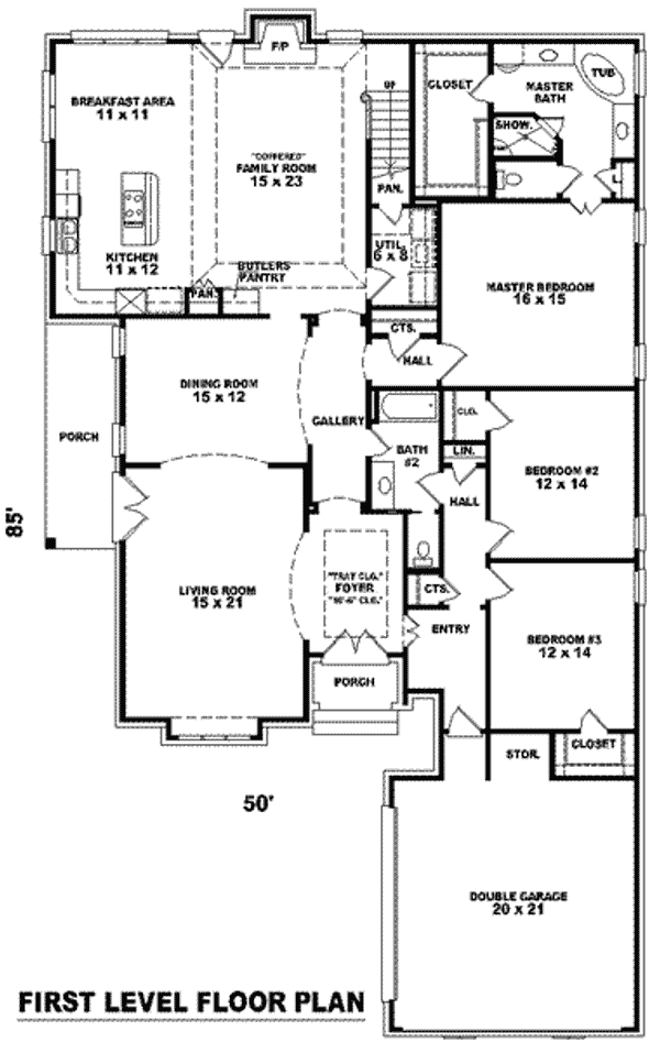 Floor Plan - Main Floor for European House Plan #81-1301 - 4 bed, 3 bath