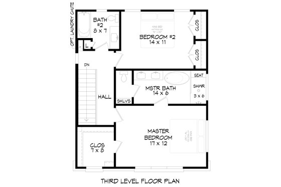 Floor Plan - Upper Floor 1 for Contemporary House Plan #932-1365 - 4 bed, 3.5 bath