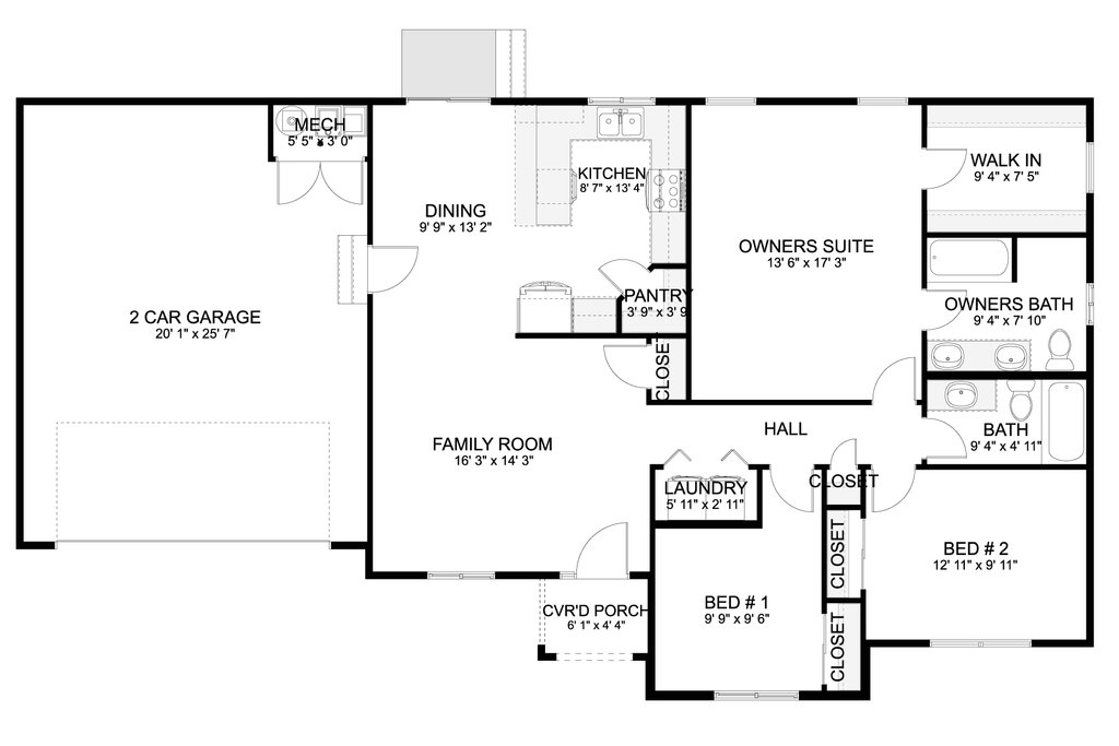 Traditional Style House Plan - 3 Beds 2 Baths 1337 Sq/Ft Plan #1060-220 ...