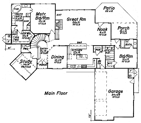 Dream House Plan - European Floor Plan - Main Floor Plan #52-187