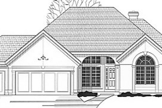 Exterior - Front Elevation for European House Plan #67-343 - 3 bed, 3 bath