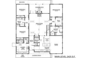 Floor Plan - Main Floor for Craftsman House Plan #1073-18 - 3 bed, 2.5 bath
