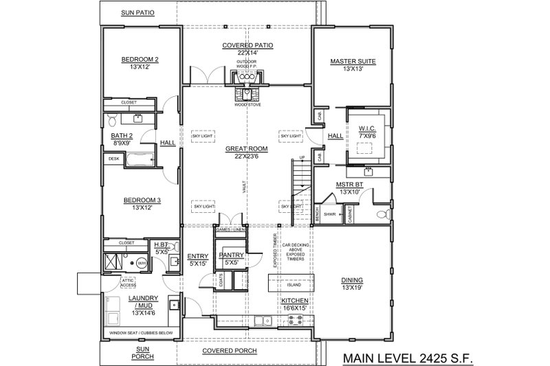 Home Plan - Floor Plan - Main Floor for Craftsman House Plan #1073-18 - 3 bed, 2.5 bath