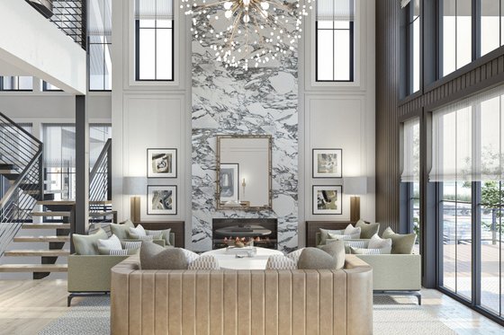 Interior - Family Room 1 for Modern House Plan #455-528 - 4 bed, 4.5 bath