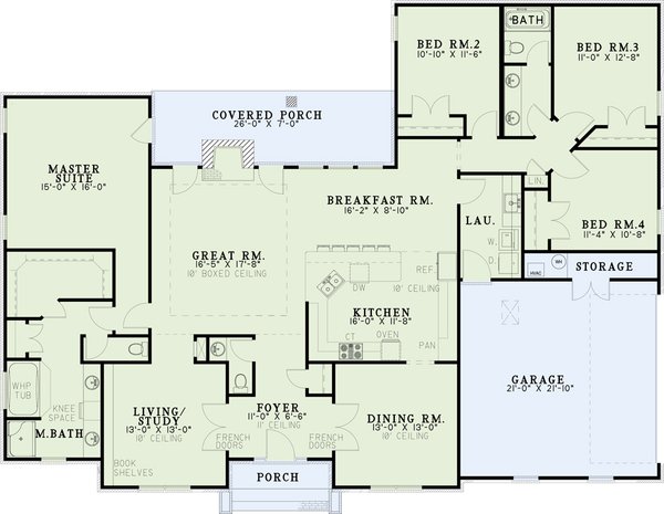 Architectural House Design - Ranch Floor Plan - Main Floor Plan #17-2705