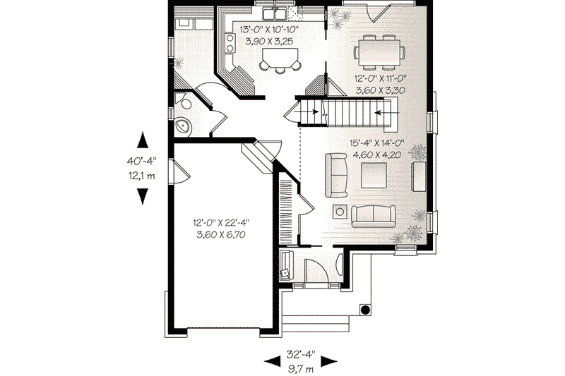Dream House Plan - Floor Plan - Main Floor for European House Plan #23-582 - 3 bed, 2.5 bath