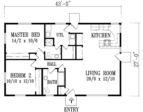 House Blueprint - Adobe / Southwestern Floor Plan - Main Floor Plan #1-1059