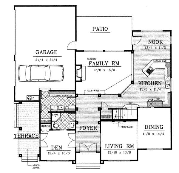 Craftsman Floor Plan - Main Floor Plan #100-211