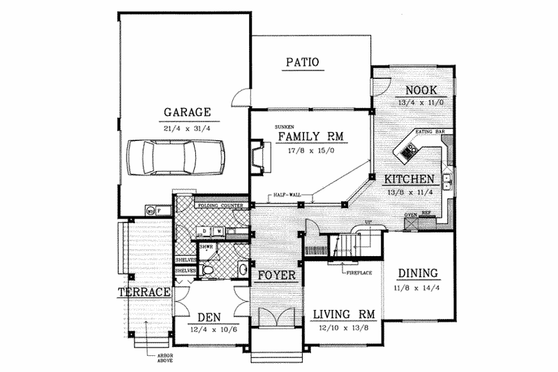 Home Plan - Floor Plan - Main Floor for Craftsman House Plan #100-211 - 4 bed, 3 bath