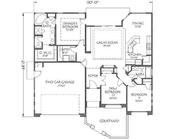 Adobe / Southwestern Floor Plan - Main Floor Plan #24-250