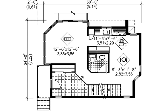 Floor Plan - Main Floor for Modern House Plan #25-2297 - 3 bed, 3 bath