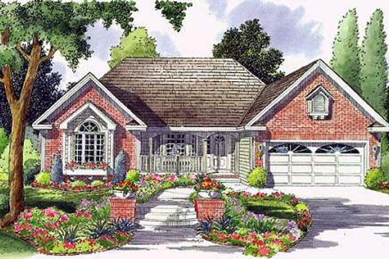 Exterior - Front Elevation for Traditional House Plan #312-517 - 3 bed, 2 bath