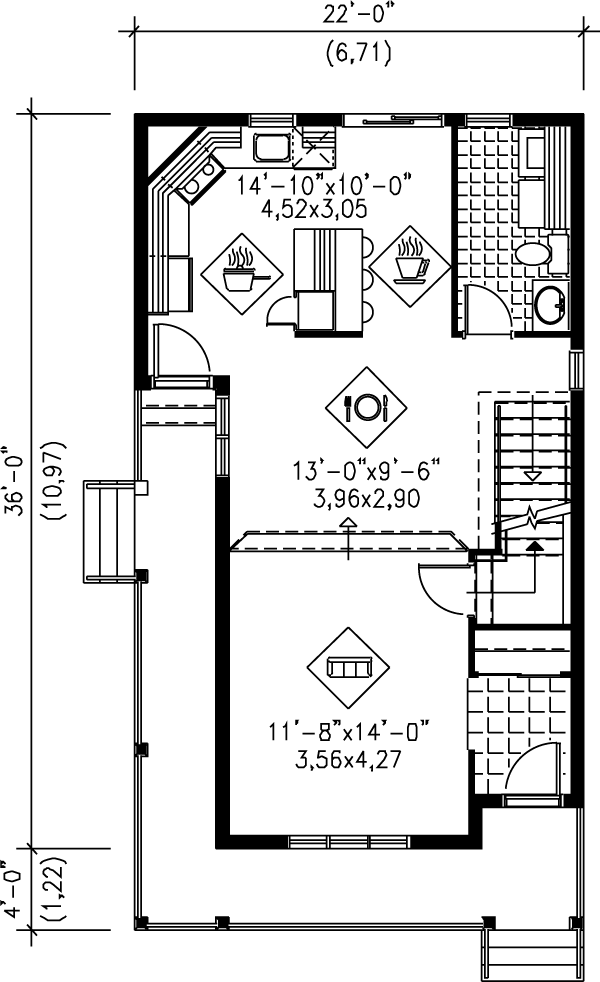 Victorian Style House Plan - 3 Beds 1.5 Baths 1404 Sq/Ft Plan #25-2081 ...