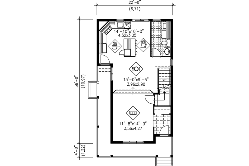 House Design - Floor Plan - Main Floor for Victorian House Plan #25-2081 - 3 bed, 1.5 bath
