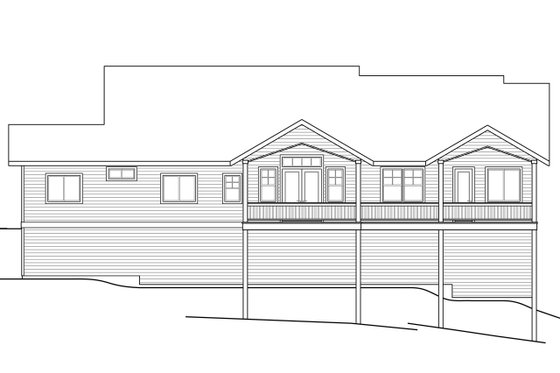 Exterior - Rear Elevation for Country House Plan #124-1013 - 3 bed, 3 bath