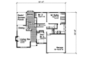 European Style House Plan - 3 Beds 2 Baths 1431 Sq/Ft Plan #50-192 