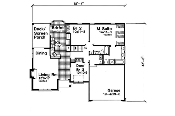 Floor Plan - Main Floor for European House Plan #50-192 - 3 bed, 2 bath