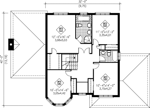 European Floor Plan - Upper Floor Plan #25-4245