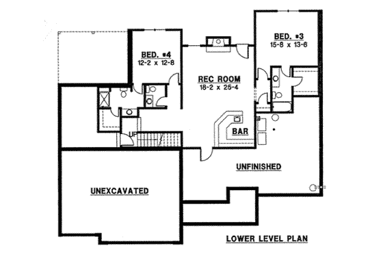 Floor Plan - Lower Floor for Ranch House Plan #67-771 - 4 bed, 5 bath