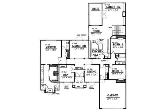 Floor Plan - Main Floor for Mediterranean House Plan #95-113 - 4 bed, 2.5 bath