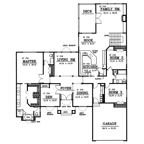 Architectural House Design - Mediterranean Floor Plan - Main Floor Plan #95-113