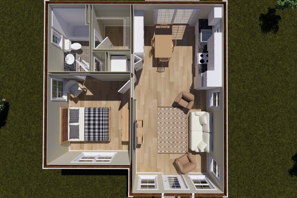 Dream House Plan - Floor Plan - Main Floor 1 for Cottage House Plan #513-2400 - 1 bed, 1 bath