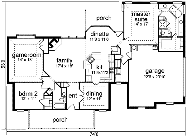 Architectural House Design - Colonial Floor Plan - Main Floor Plan #84-214