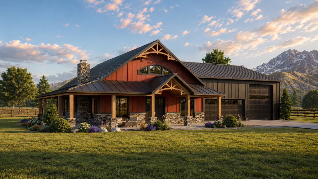 Exterior - Front Elevation 2 for Barndominium House Plan #1064-148 - 3 bed, 2 bath