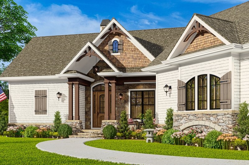 Architectural House Design - Ranch Exterior - Front Elevation Plan #54-464
