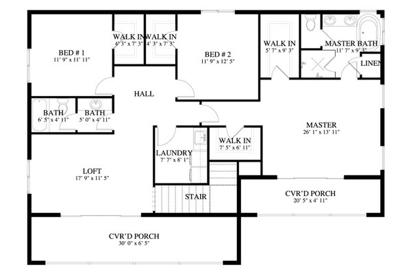 House Blueprint - Modern Floor Plan - Upper Floor Plan #1060-397