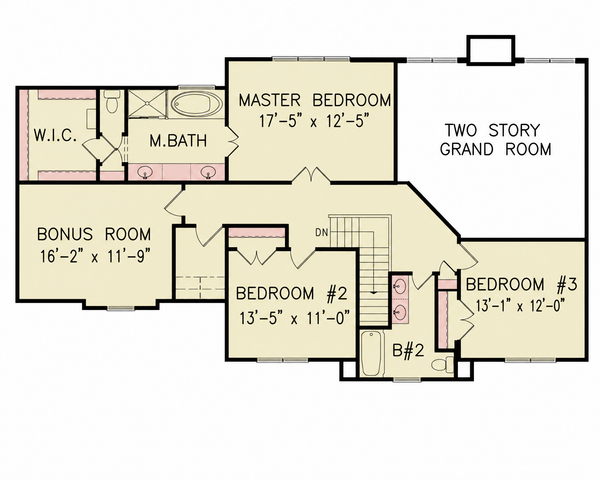Home Plan - Floor Plan - Upper Floor for Craftsman House Plan #54-711 - 3 bed, 2 bath