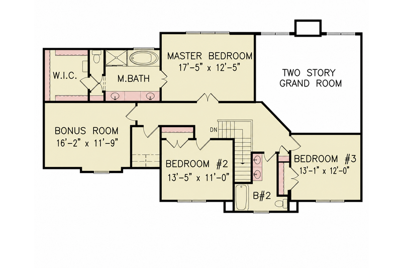 Home Plan - Floor Plan - Upper Floor for Craftsman House Plan #54-711 - 3 bed, 2 bath