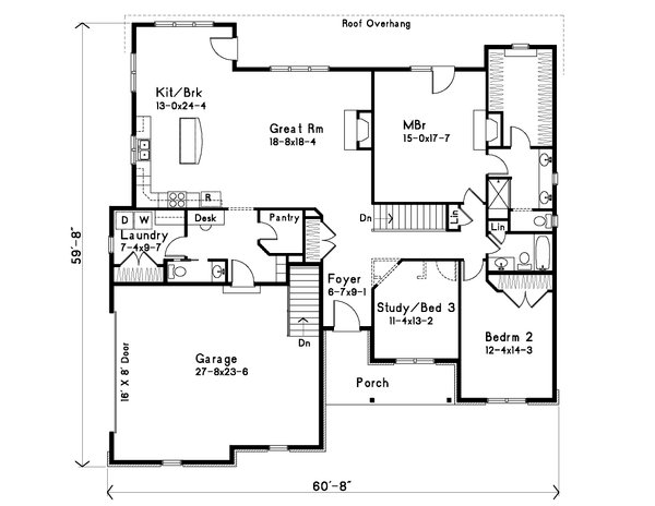 House Blueprint - Ranch Floor Plan - Main Floor Plan #22-635