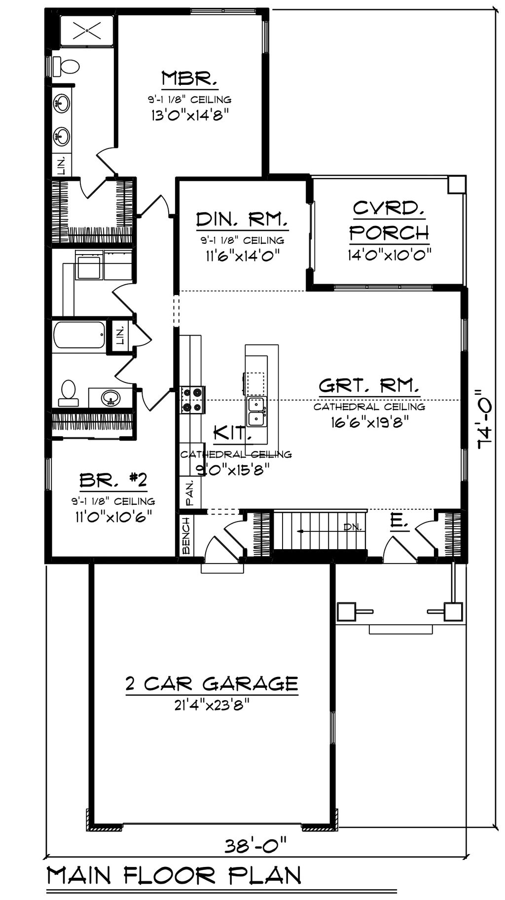 Ranch Style House Plan - 2 Beds 2 Baths 1490 Sq/Ft Plan #70-1483 ...