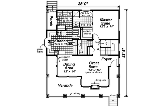 Floor Plan - Main Floor for Country House Plan #18-291 - 4 bed, 3 bath