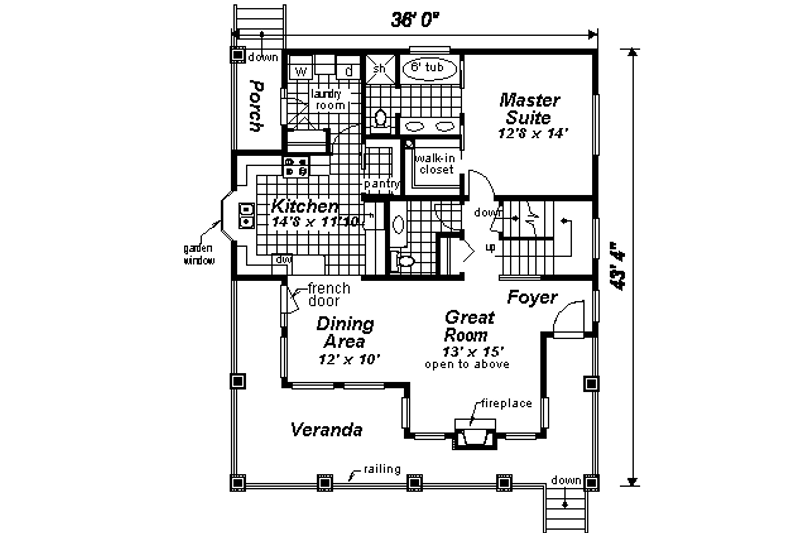 House Plan Design - Floor Plan - Main Floor for Country House Plan #18-291 - 4 bed, 3 bath