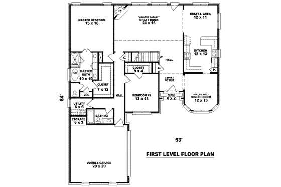 Floor Plan - Main Floor for European House Plan #81-1076 - 4 bed, 3 bath
