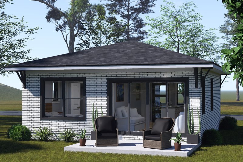 House Blueprint - Exterior - Rear Elevation for Modern House Plan #513-2481 - 2 bed, 2 bath